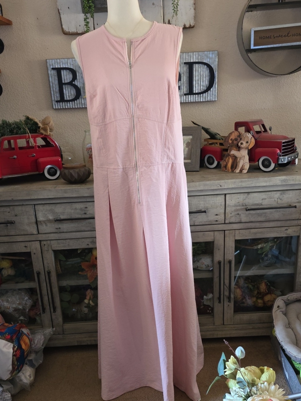 NEW Light Pink Zip-Front Maxi Dress ~ Never Worn